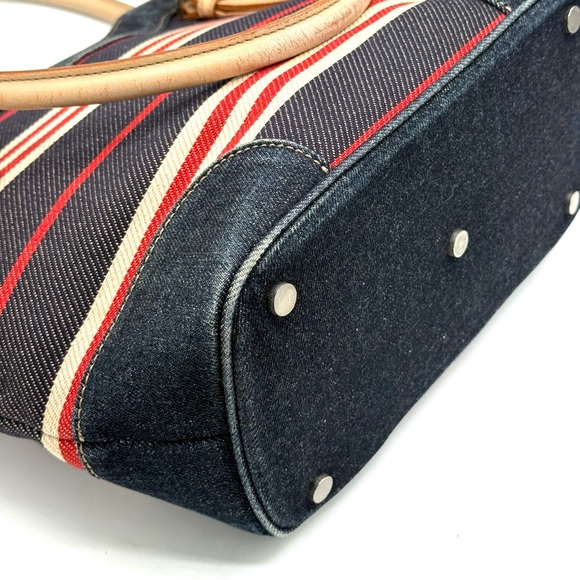Burberry Blue Label Denim Striped Tote w/ COA ✅ Y2K Vintage - Picture 8 of 16